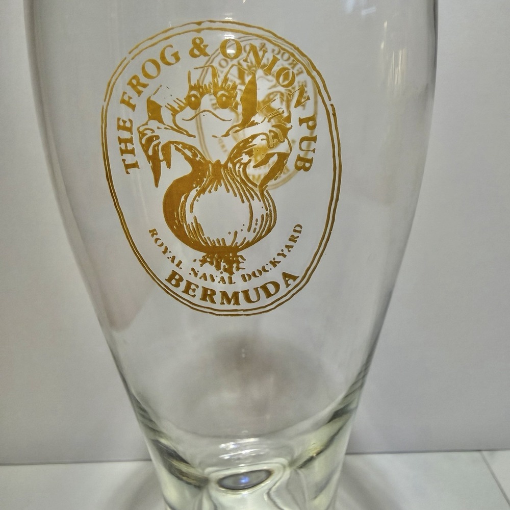 The Frog & Onion Pub Royal Naval Dockyard Bermuda 9" Tall Beer Glass - Picture 2 of 5